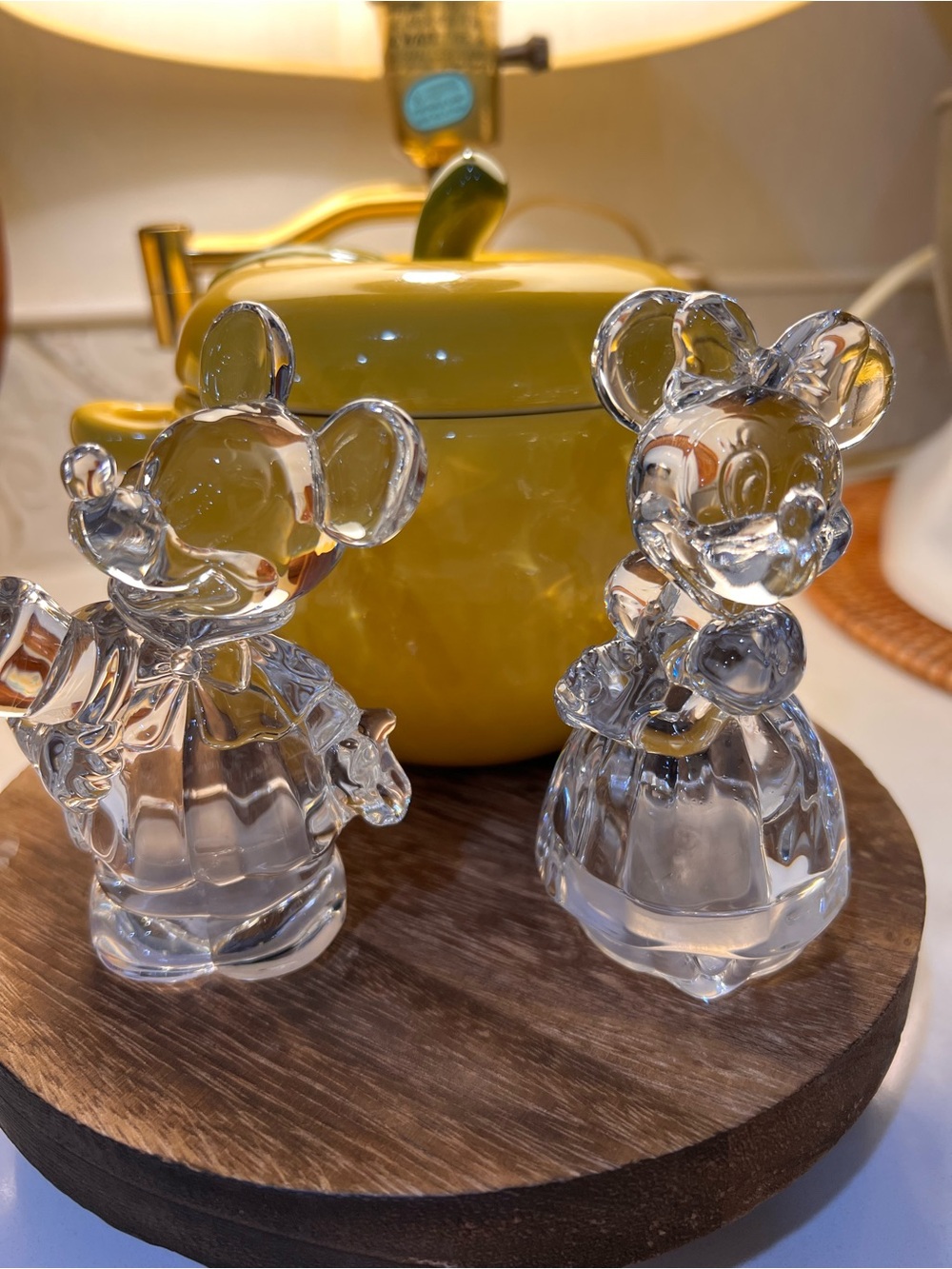 Vintage Lenox Crystal Mickey and Minnie Mouse salt&pepper shakers 4”